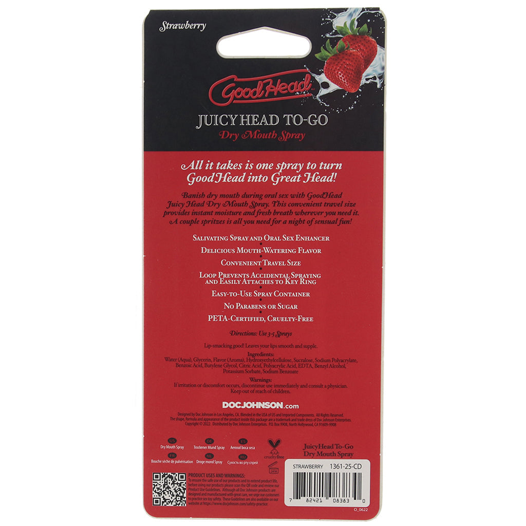 GoodHead Juicy Head Dry Mouth Spray To-Go in Strawberry Lubes and Lotions > Flavored Sex Lubes