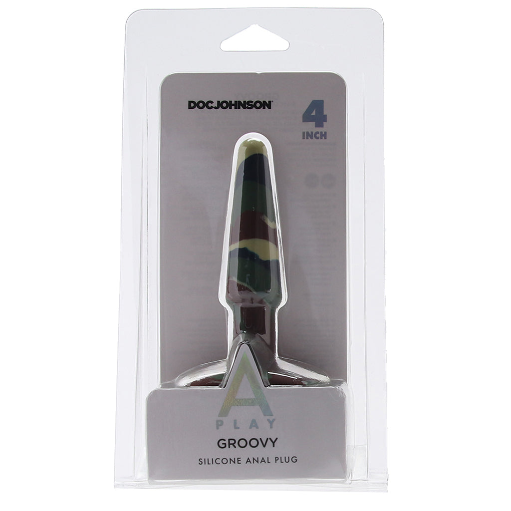 A-Play Groovy 4 Inch Anal Plug in Camo Anal Sex Toys > Butt Plugs