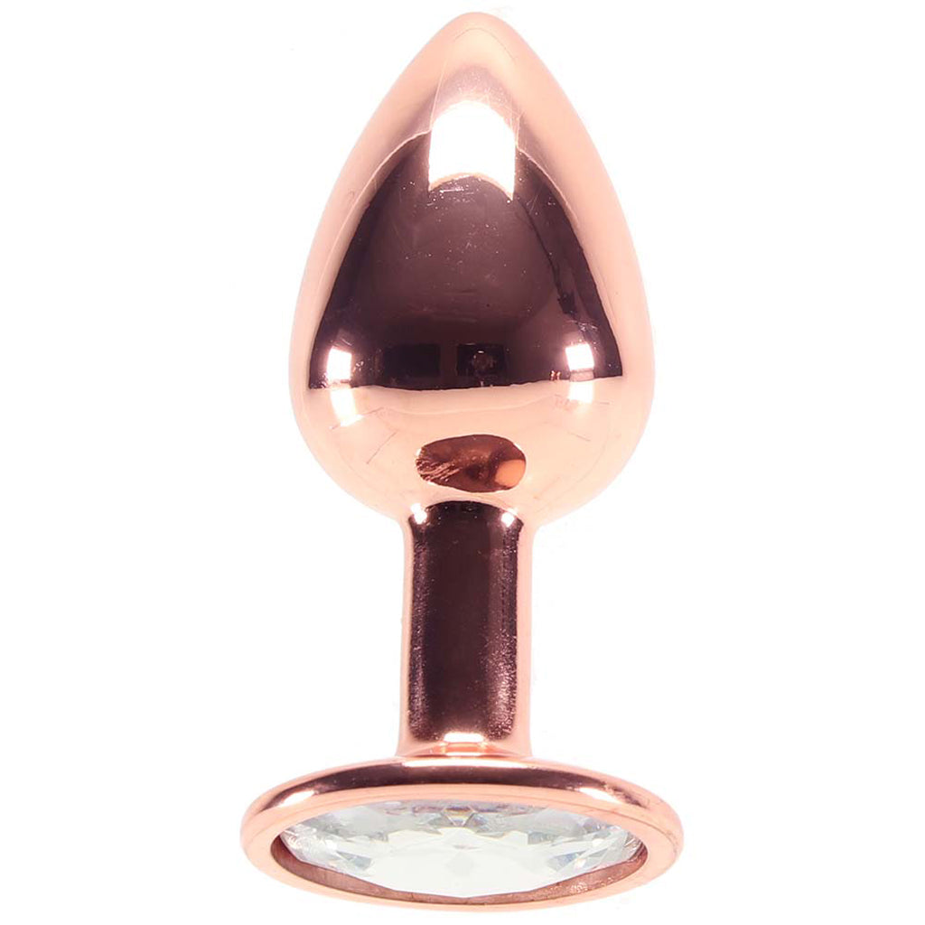 Small Aluminum Plug with Clear Gem in Rose Gold Anal Sex Toys > Butt Plugs
