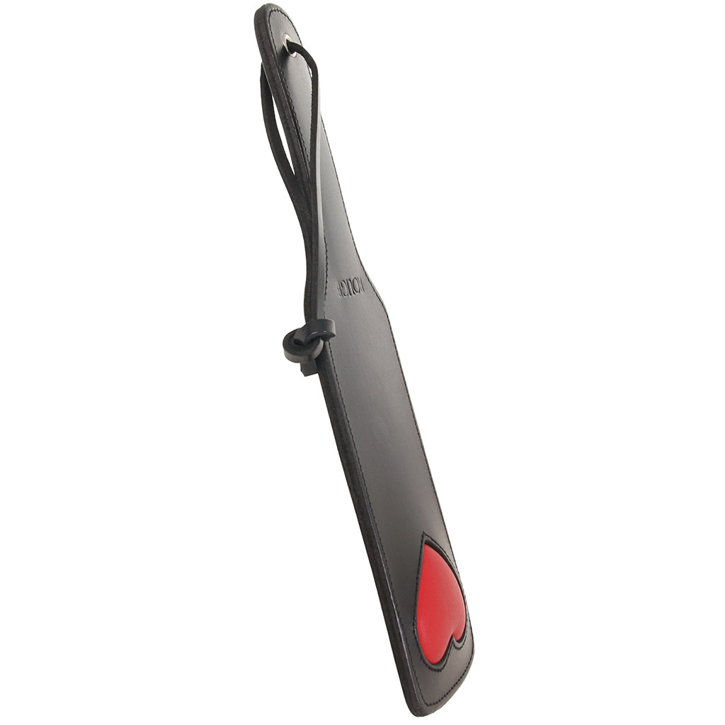 Black Leather Red Heart Paddle Bondage and Fetish > Whips and Crops