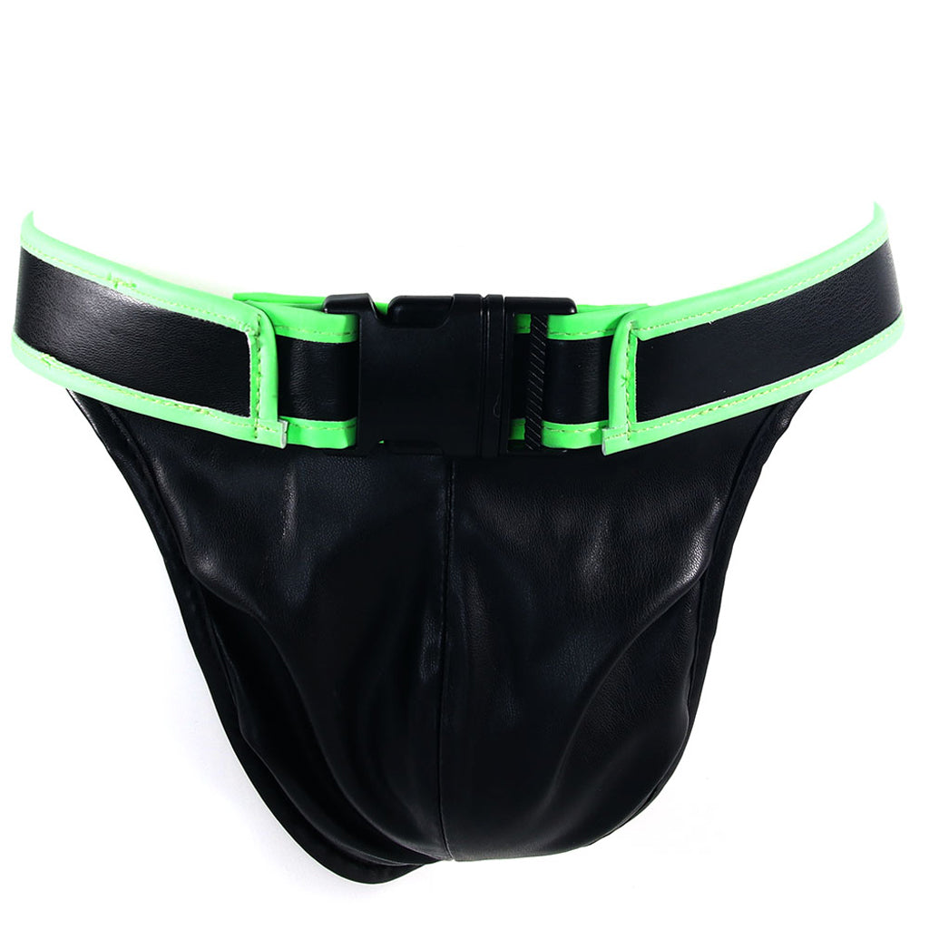Ouch! Glow In The Dark Front Buckle Jock Strap /M Bondage and Fetish > Men's Bondage Wear