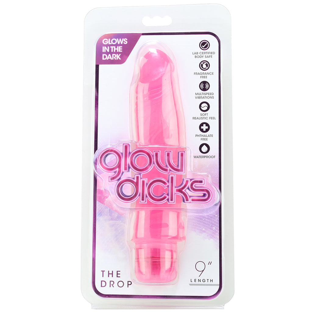 Glow Dicks 9 Inch The Drop Vibe in Pink Vibrators > Realistic Vibrator Dildos
