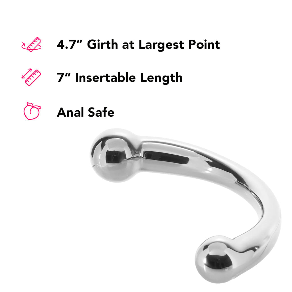 PinkCherry 8 Inch Stainless Steel Curved G-Spot Dildo Dildo Sex Toys > G-Spot Dildos