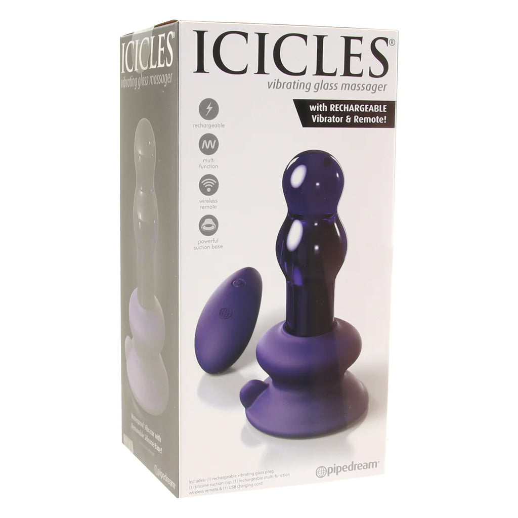 Icicles No.83 Vibrating Glass Plug in Purple Anal Sex Toys > Anal Vibrators