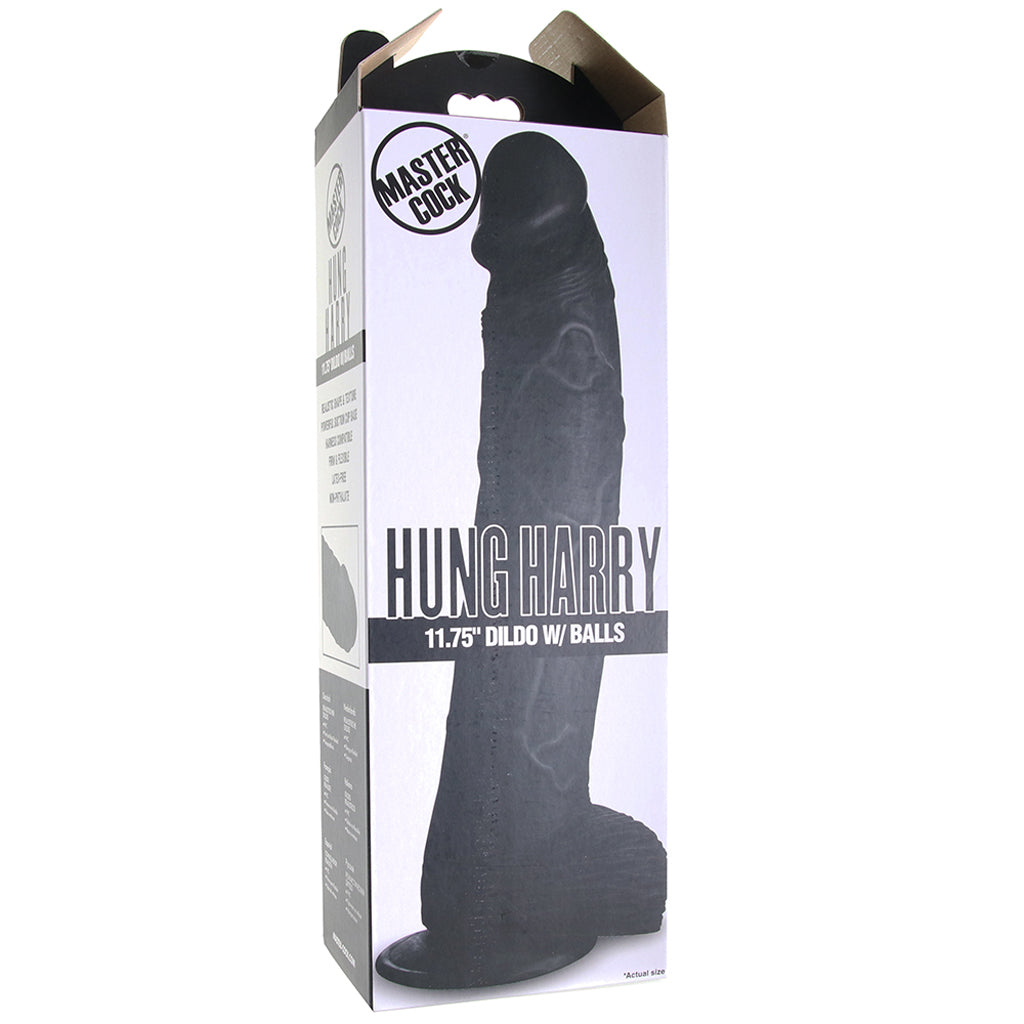 Master Cock Hung Harry 11.75 Inch Ballsy Dildo in Black Dildo Sex Toys > Realistic Dildos