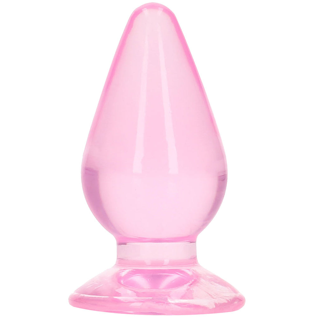 RealRock Crystal Clear Jelly 4.5 Inch Butt Plug in Pink Anal Sex Toys > Butt Plugs