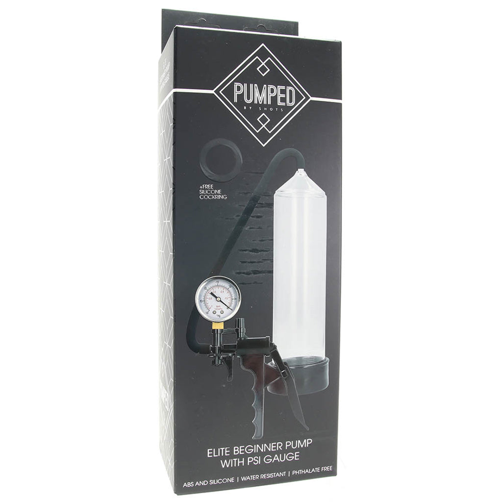 Pumped Elite Beginner Pump with PSI Gauge in Clear Male Enhancement > Penis Pumps