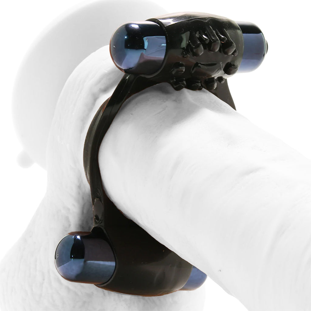 Duo-Vibrating Super Ring in Black Cock Rings