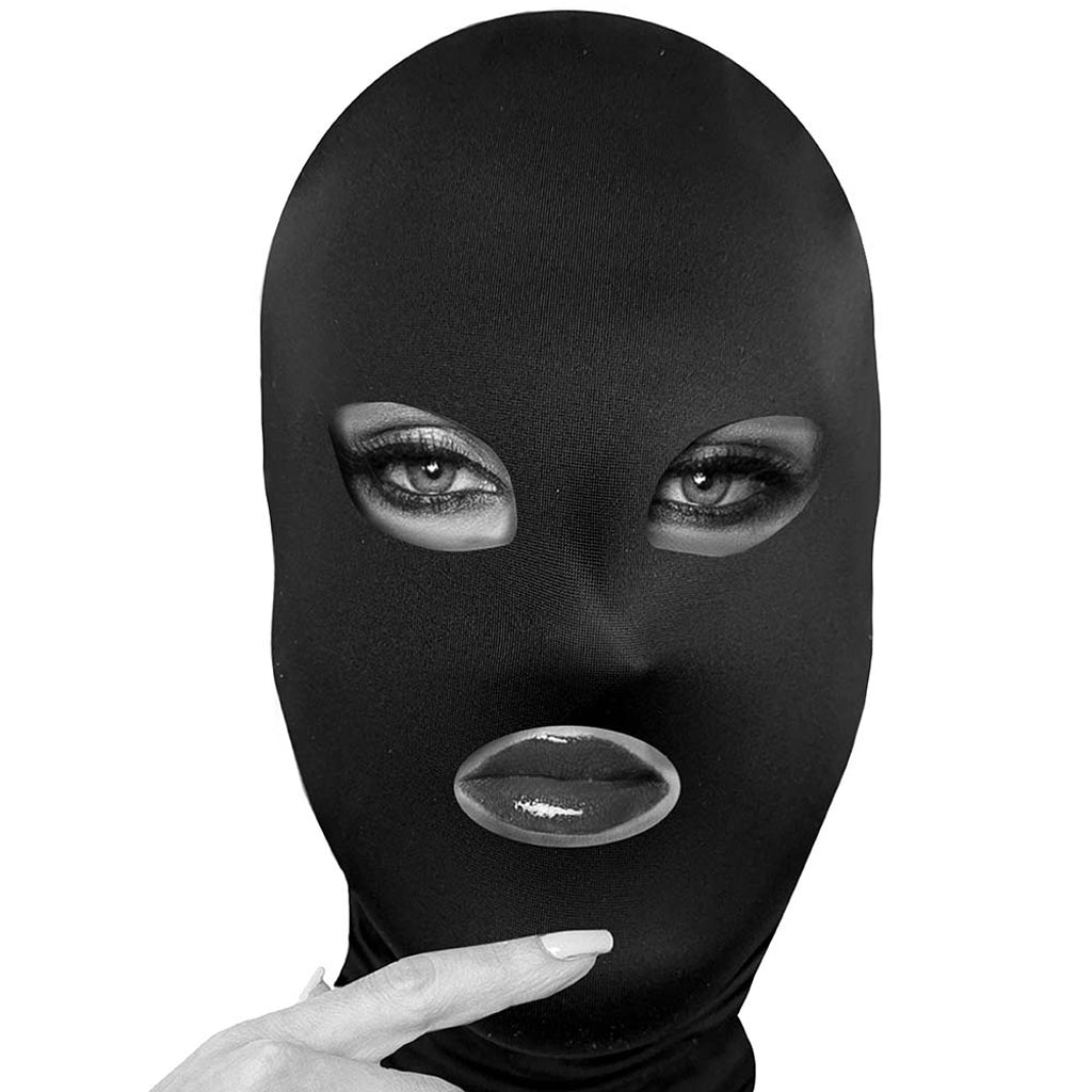 Black & White Open Mouth And Eye Subversion Mask Bondage and Fetish > Pleasure Masks and Dress Up Play