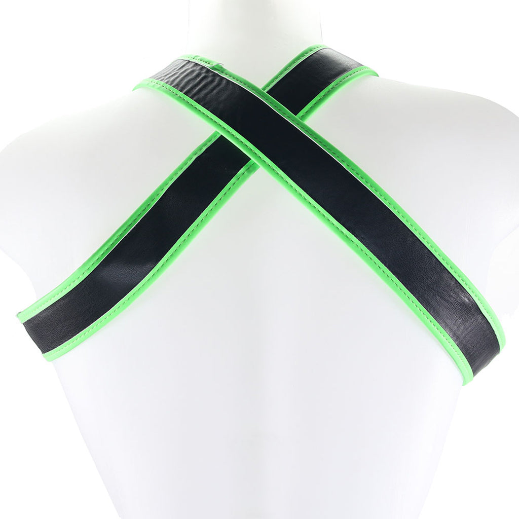 Ouch! Glow in the Dark Buckle Bulldog Harness /M Bondage and Fetish > Men's Bondage Wear