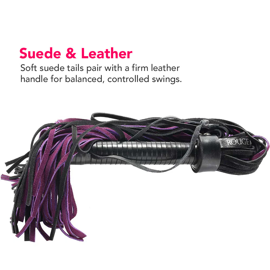 Long Suede Flogger in Black & Purple Bondage and Fetish > Whips and Crops