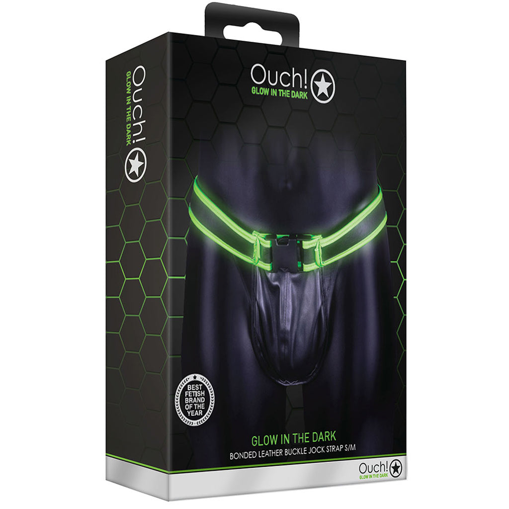 Ouch! Glow In The Dark Front Buckle Jock Strap /M Bondage and Fetish > Men's Bondage Wear