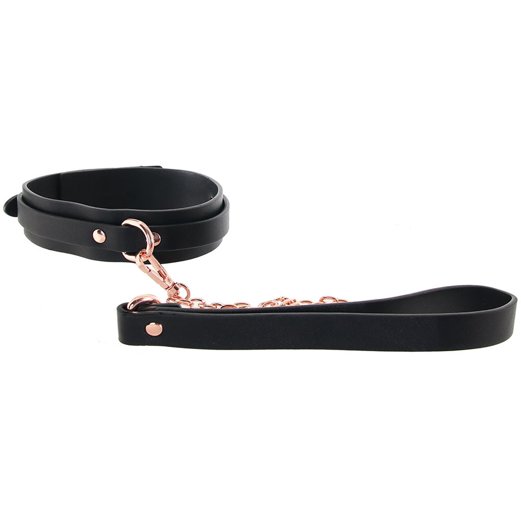 Bondage Couture Collar & Leash in Rose Gold Bondage and Fetish > Leashes and Collars
