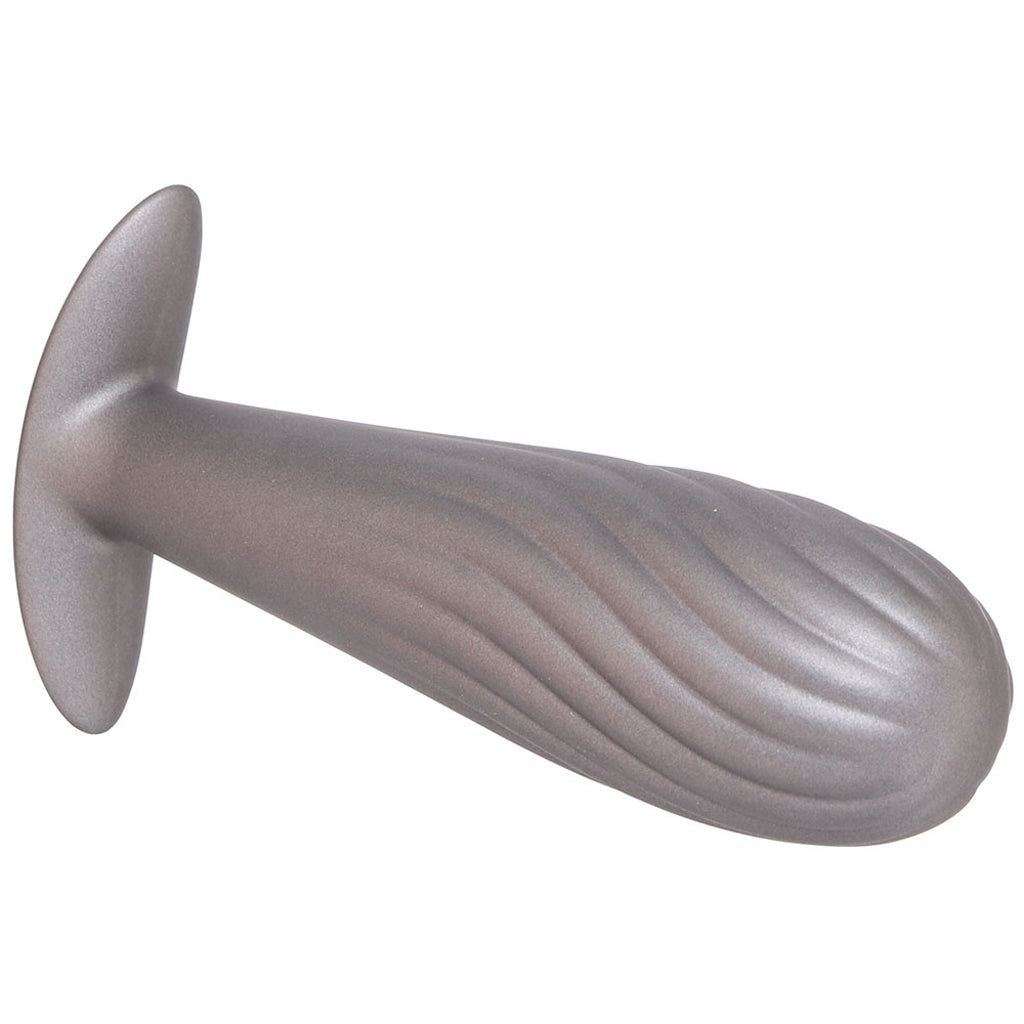 Ouch! Smooth Silicone Ribbed Butt Plug in Gun Metal Anal Sex Toys > Butt Plugs