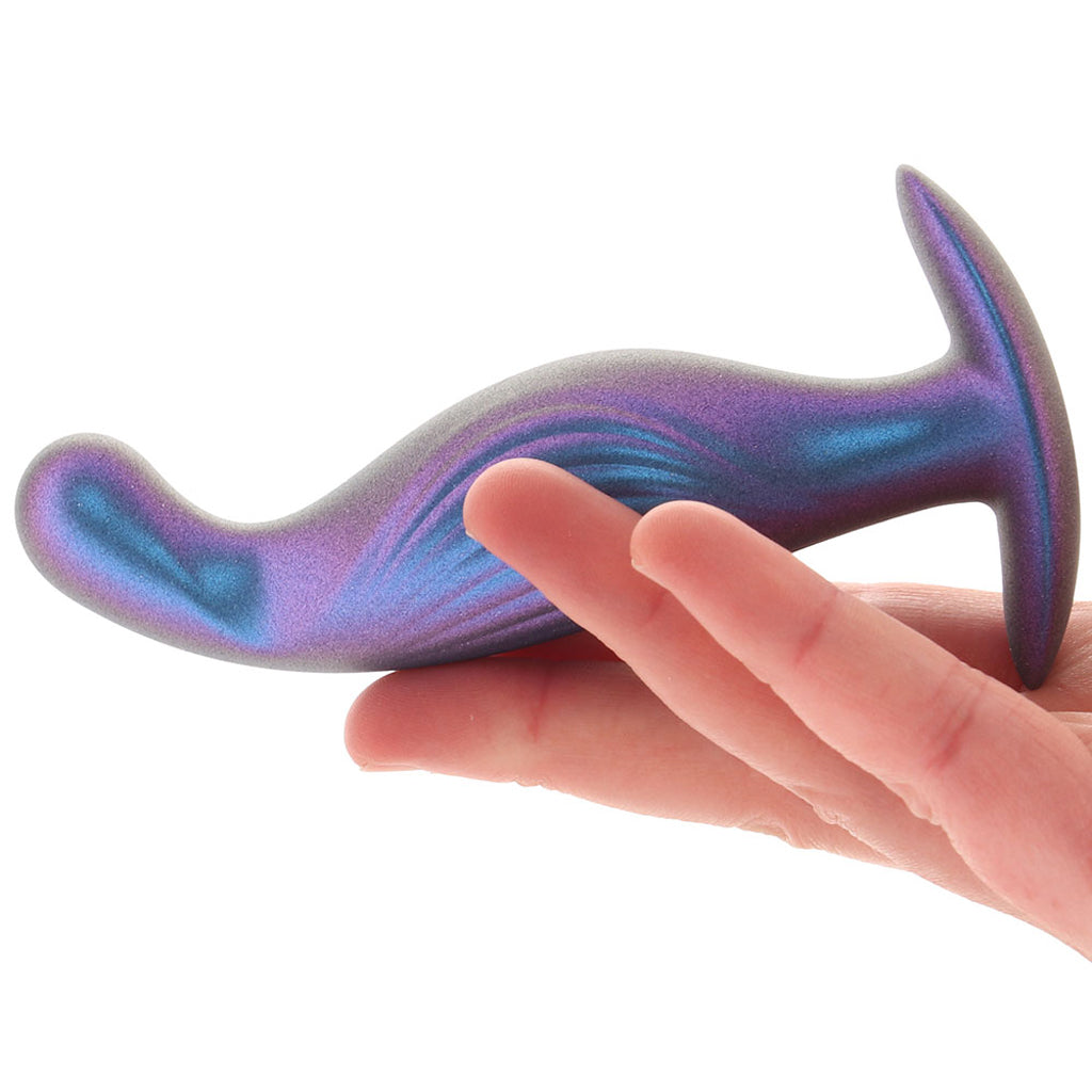 Ouch! Smooth Silicone P-Spot Butt Plug in Metallic Blue Anal Sex Toys > Butt Plugs