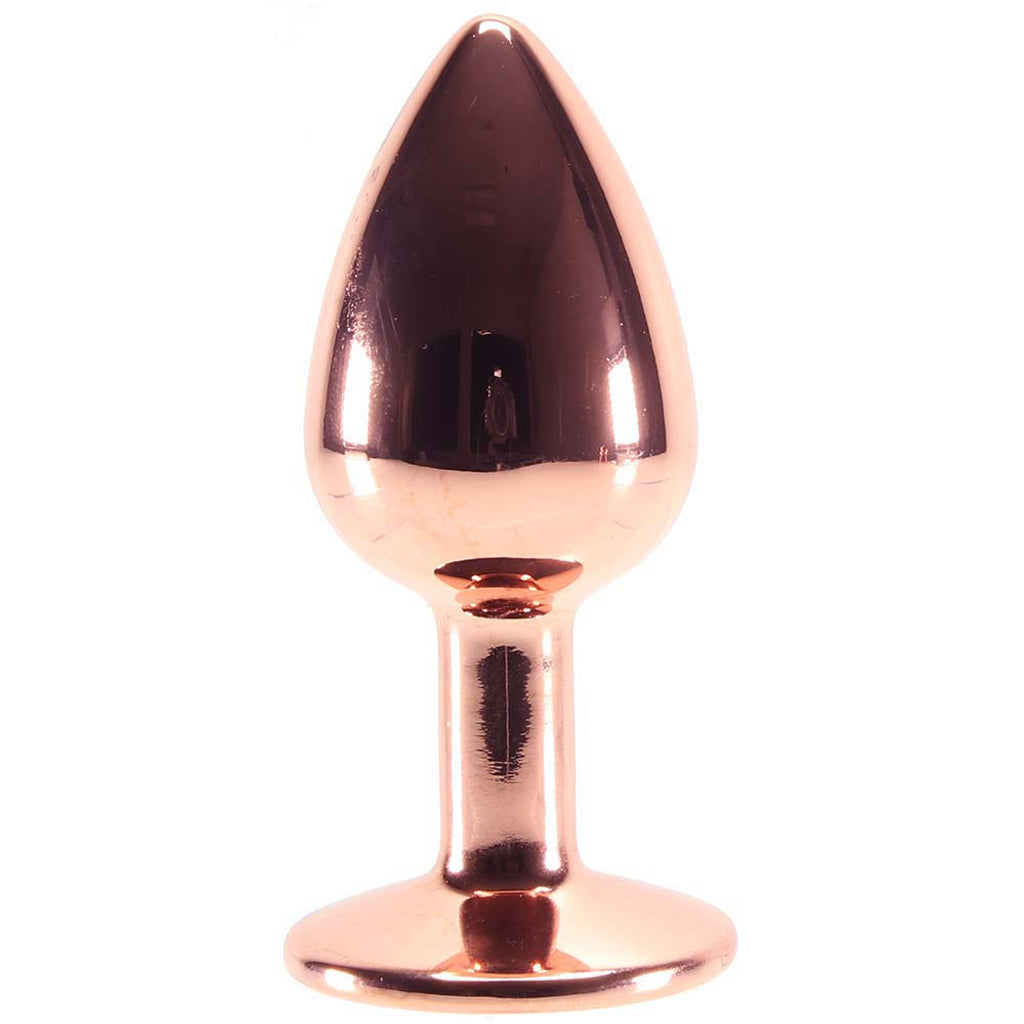 Small Aluminum Plug with Pink Gem in Rose Gold Anal Sex Toys > Butt Plugs