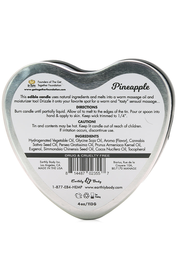 3-in-1 Edible Heart Candle 4oz/113g in Pineapple Sensual Love > Massage