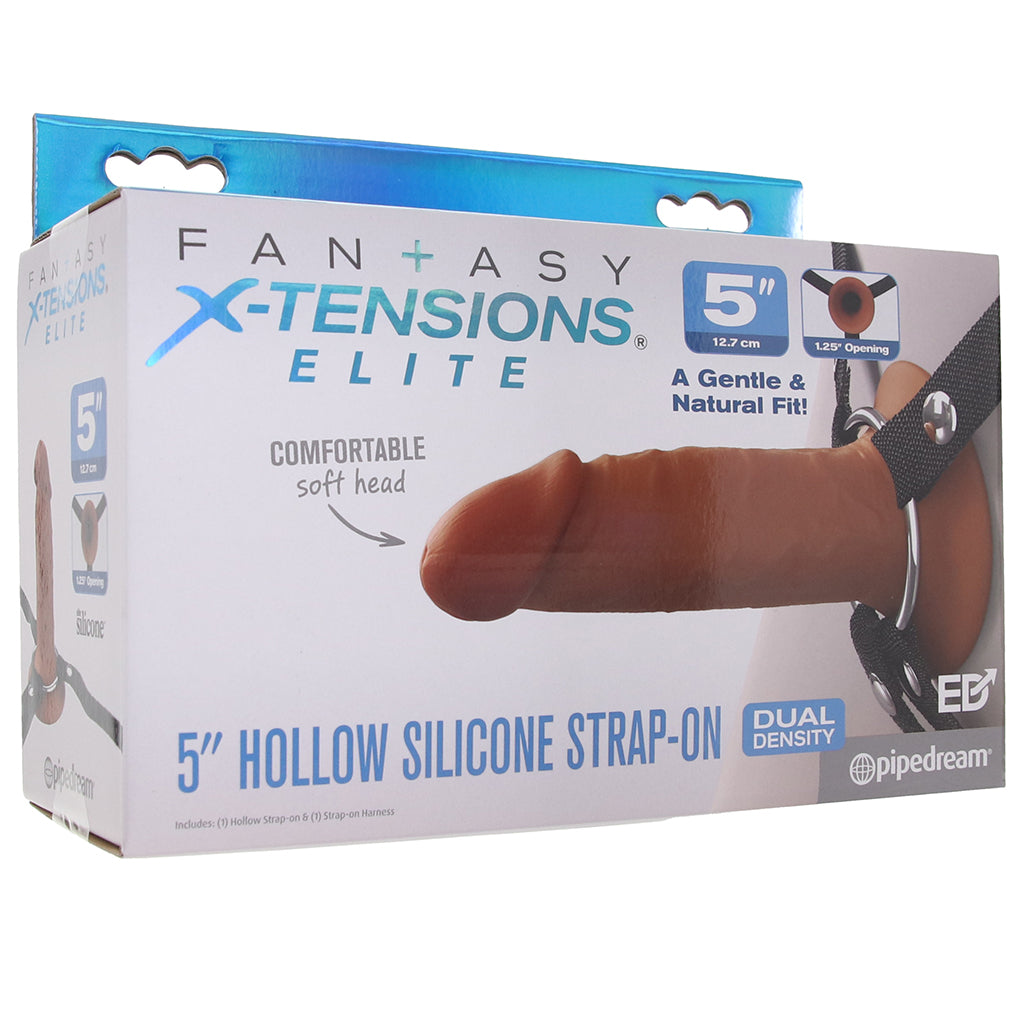 Fantasy X-tensions Elite 5 Inch Hollow Strap-On in Brown Dildo Sex Toys > Strap-On and Harnesses