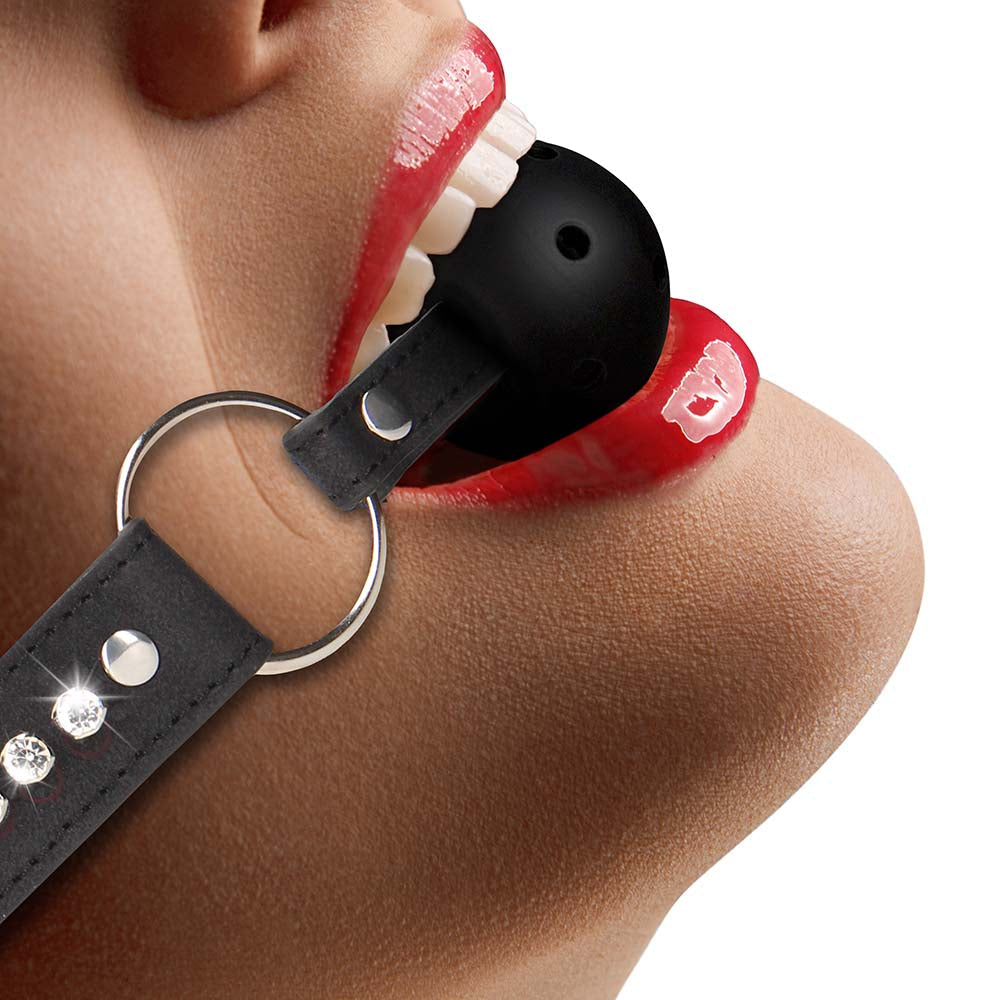 Ouch! Breathable Ball Gag with Diamond Studded Straps Bondage and Fetish > Ball Gags & Mouth Restraints