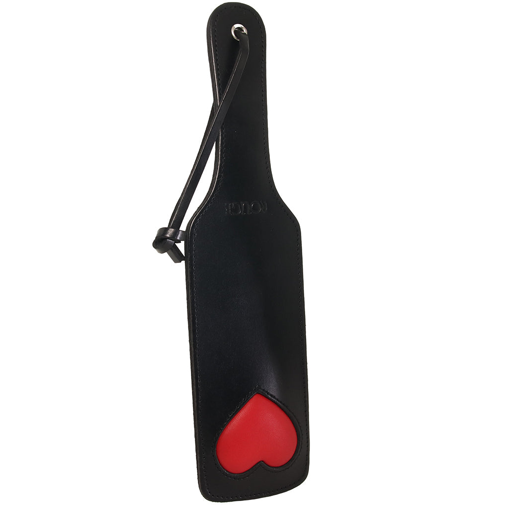 Black Leather Red Heart Paddle Bondage and Fetish > Whips and Crops