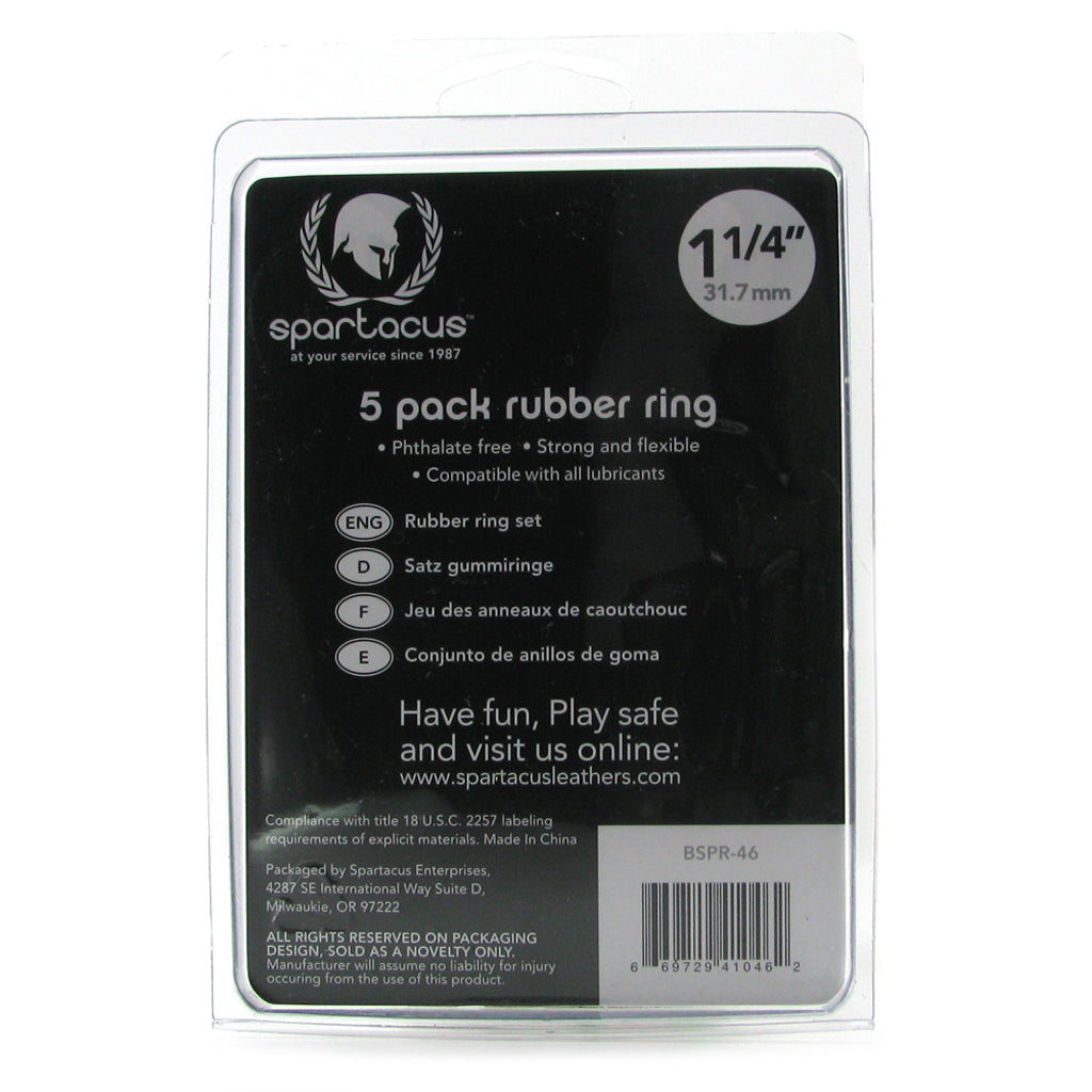 Rubber 1.25 Inch C-Ring 5 Pack in Rainbow Cock Rings