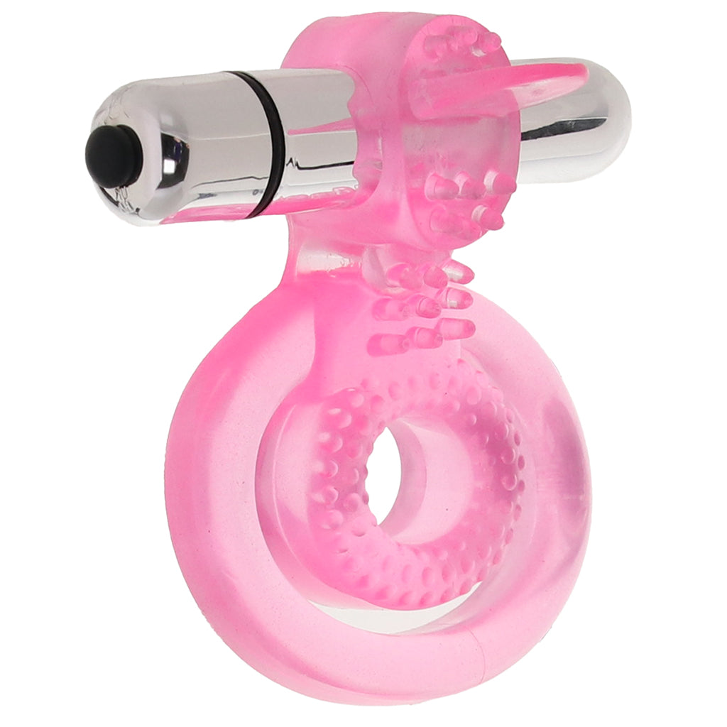 PinkCherry Dual Clit Flicker Cock Ring Vibrators > Vibrating Cock Rings