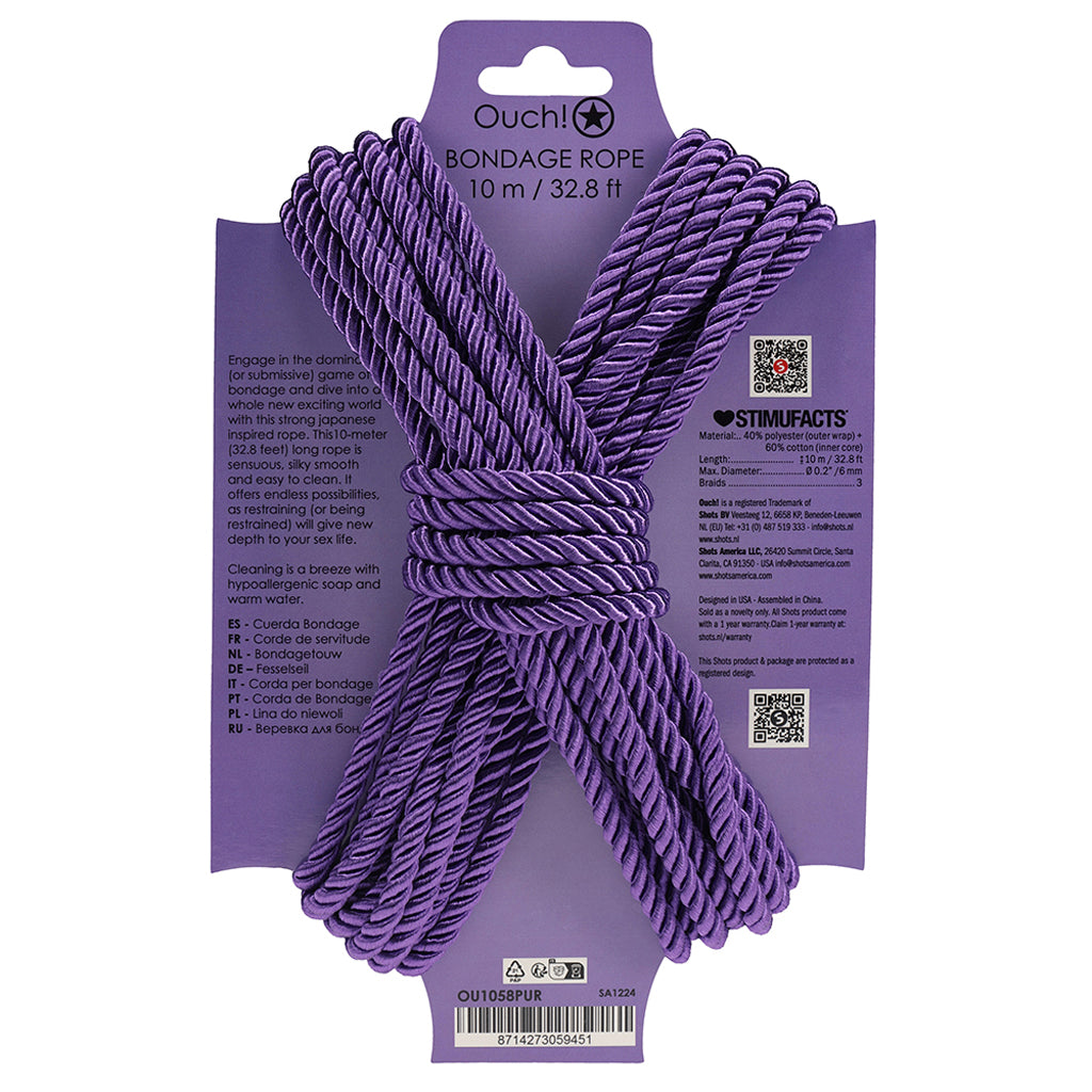 Ouch! 32.8'/10m Bondage Rope in Purple Bondage and Fetish > Restraints