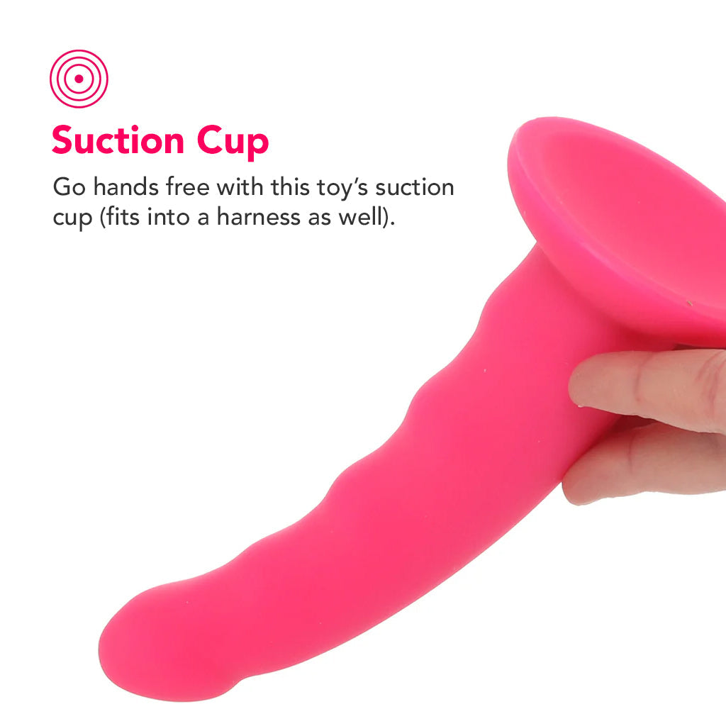 PinkCherry Premium 6.5 Inch Pink Silicone Wavy Dildo Dildo Sex Toys > G-Spot Dildos