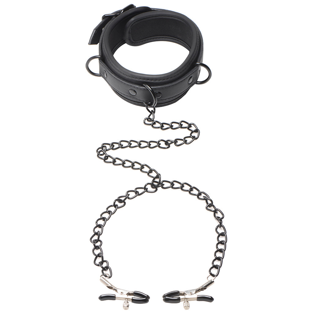 Master Series Collared Temptress Collar and Nipple Clamps Bondage and Fetish > Nipple Stimulators & Clamps