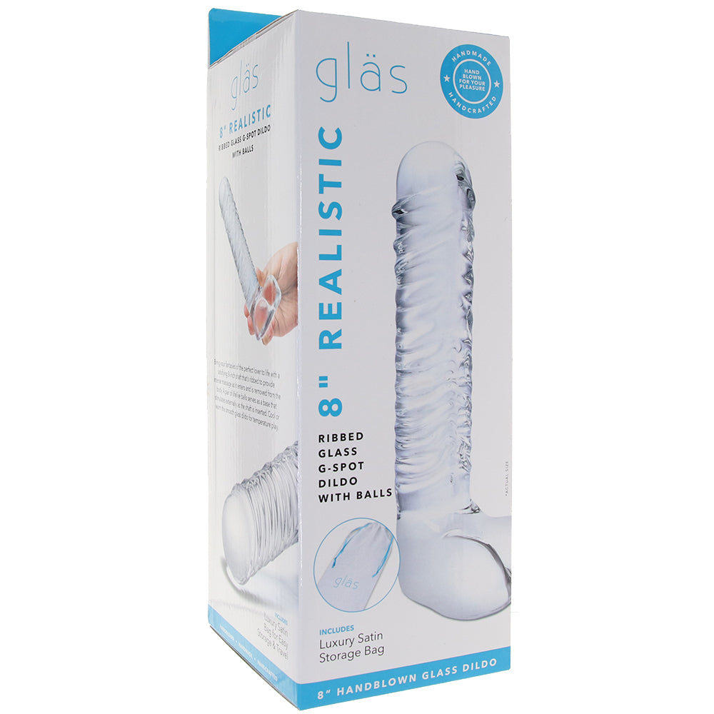 gläs 8 Inch Realistic Ribbed G-Spot Dildo Dildo Sex Toys > G-Spot Dildos