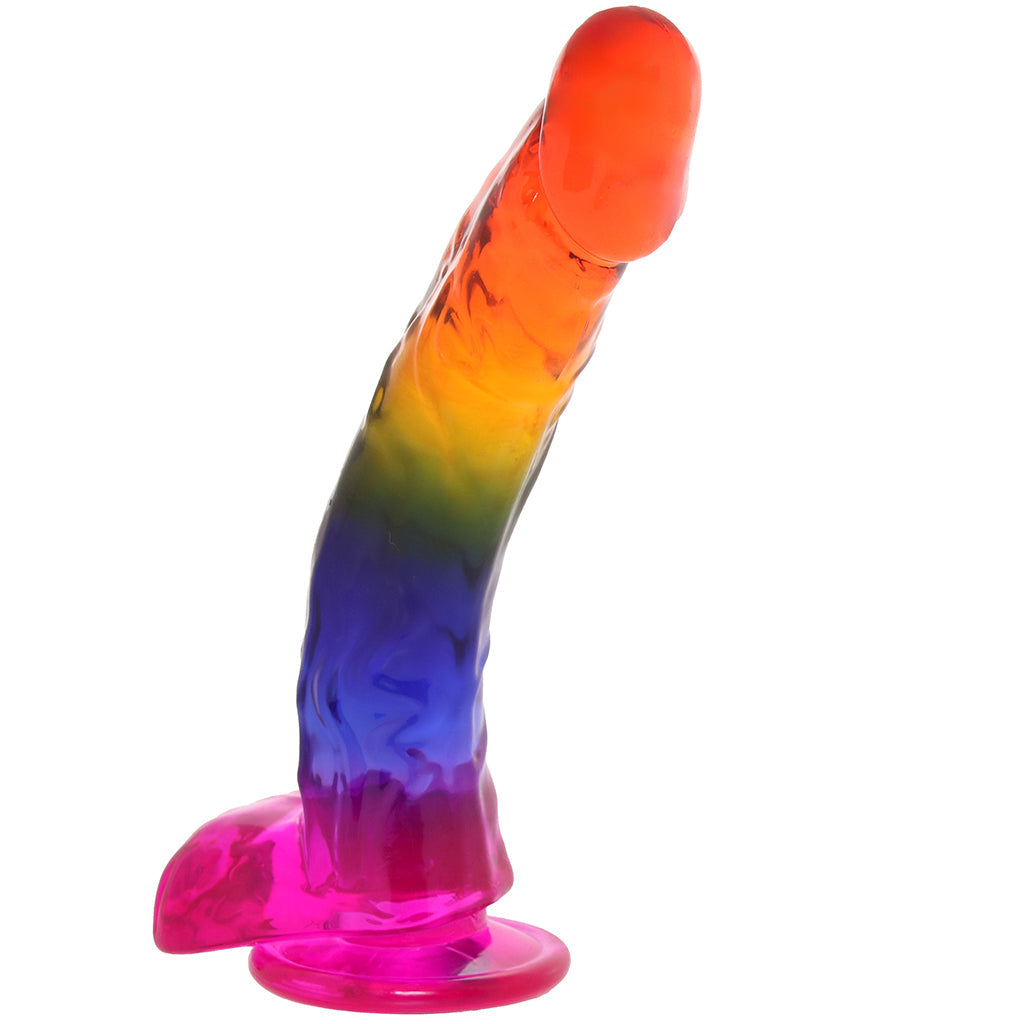 Crystal Jellies 9.5 Inch Cock & Balls Dildo in Rainbow Dildo Sex Toys > Realistic Dildos