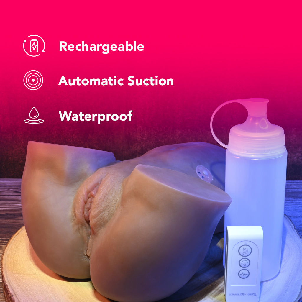 Rear Beauty Sucking & Vibrating Masturbator in Dark Male Masturbators > Realistic Butts