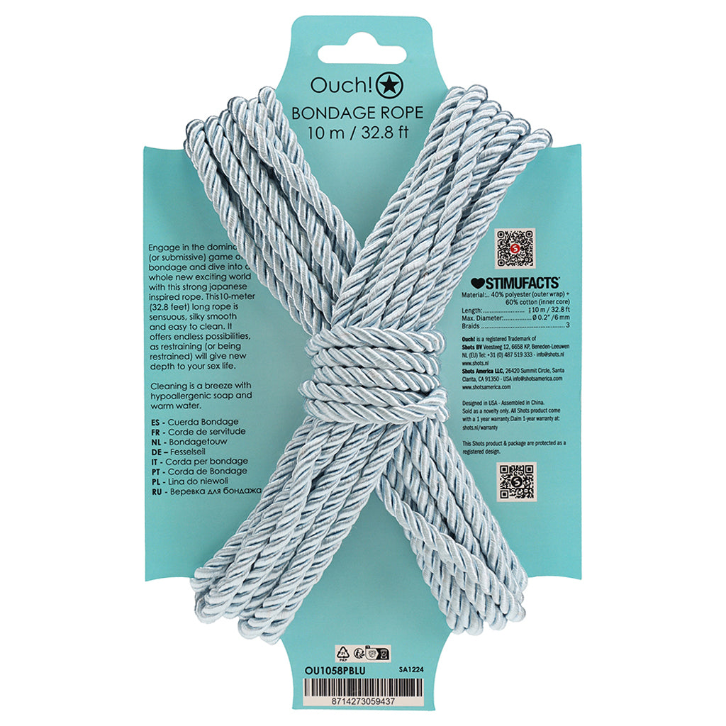 Ouch! 32.8'/10m Bondage Rope in Powder Blue Bondage and Fetish > Restraints