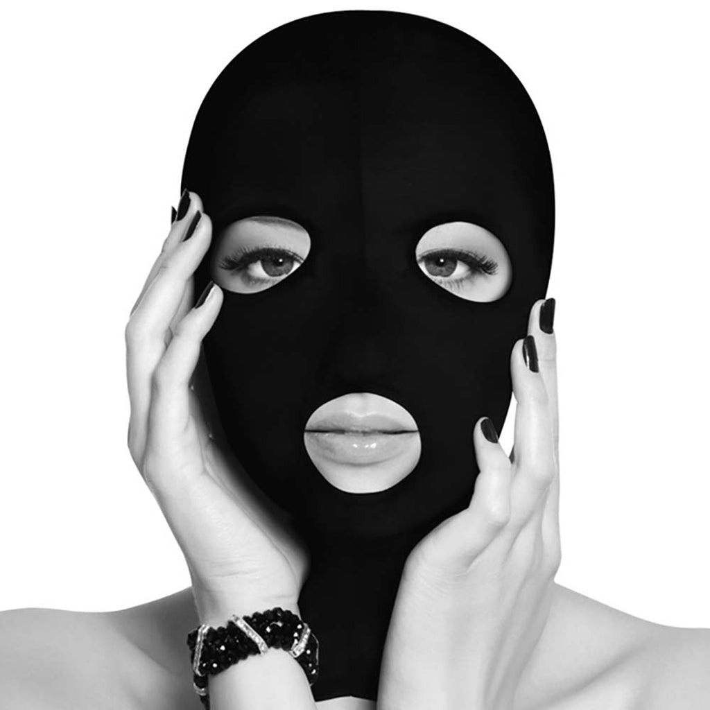 Black & White Open Mouth And Eye Subversion Mask Bondage and Fetish > Pleasure Masks and Dress Up Play