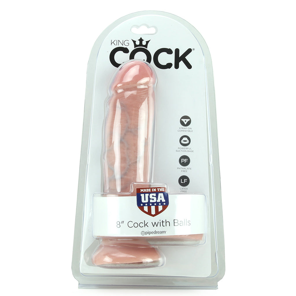 King Cock 8 Inch Cock with Balls in Flesh Dildo Sex Toys > Realistic Dildos