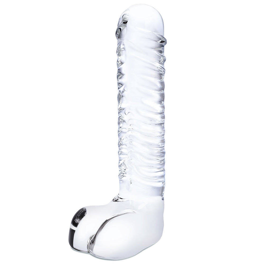 gläs 8 Inch Realistic Ribbed G-Spot Dildo Dildo Sex Toys > G-Spot Dildos