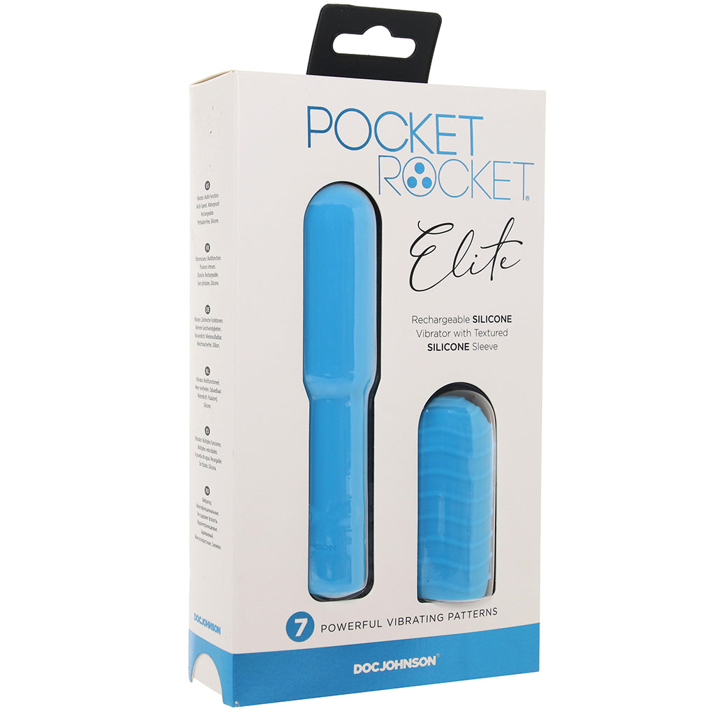 Pocket Rocket Elite Vibe with Texture Sleeve in Sky Blue Vibrators > Bullet and Egg Vibrators