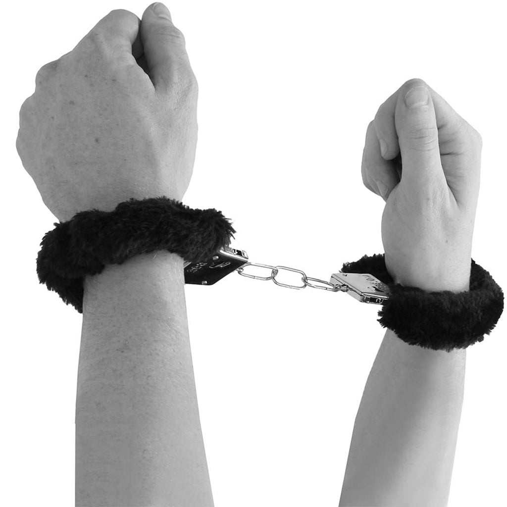 Black Furry Hand Cuffs Bondage and Fetish > Wrist and Ankle Cuffs