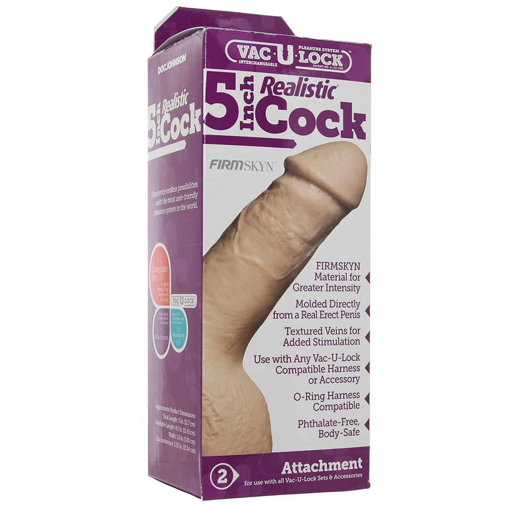 5 Inch Realistic Vac-U-Lock Cock Dildo Sex Toys > Realistic Dildos