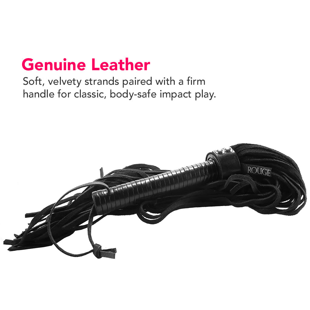 Long Suede Flogger in Black Bondage and Fetish > Whips and Crops