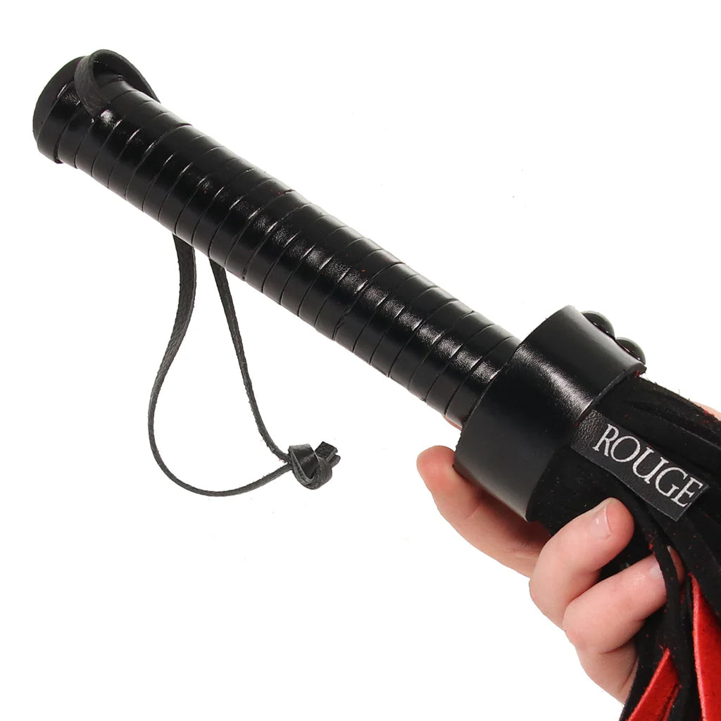Long Suede Flogger in Black & Red Bondage and Fetish > Leather