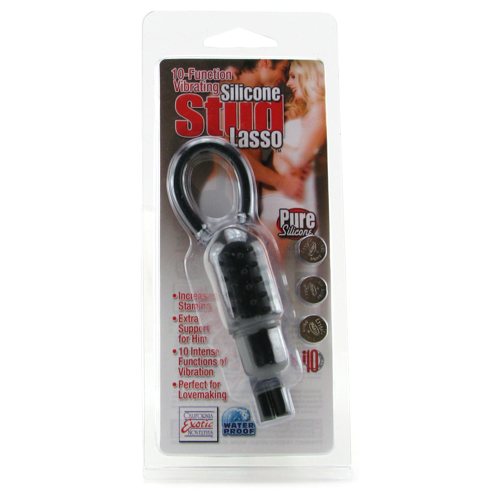 Vibrating Silicone Stud Lasso in Black Cock Rings