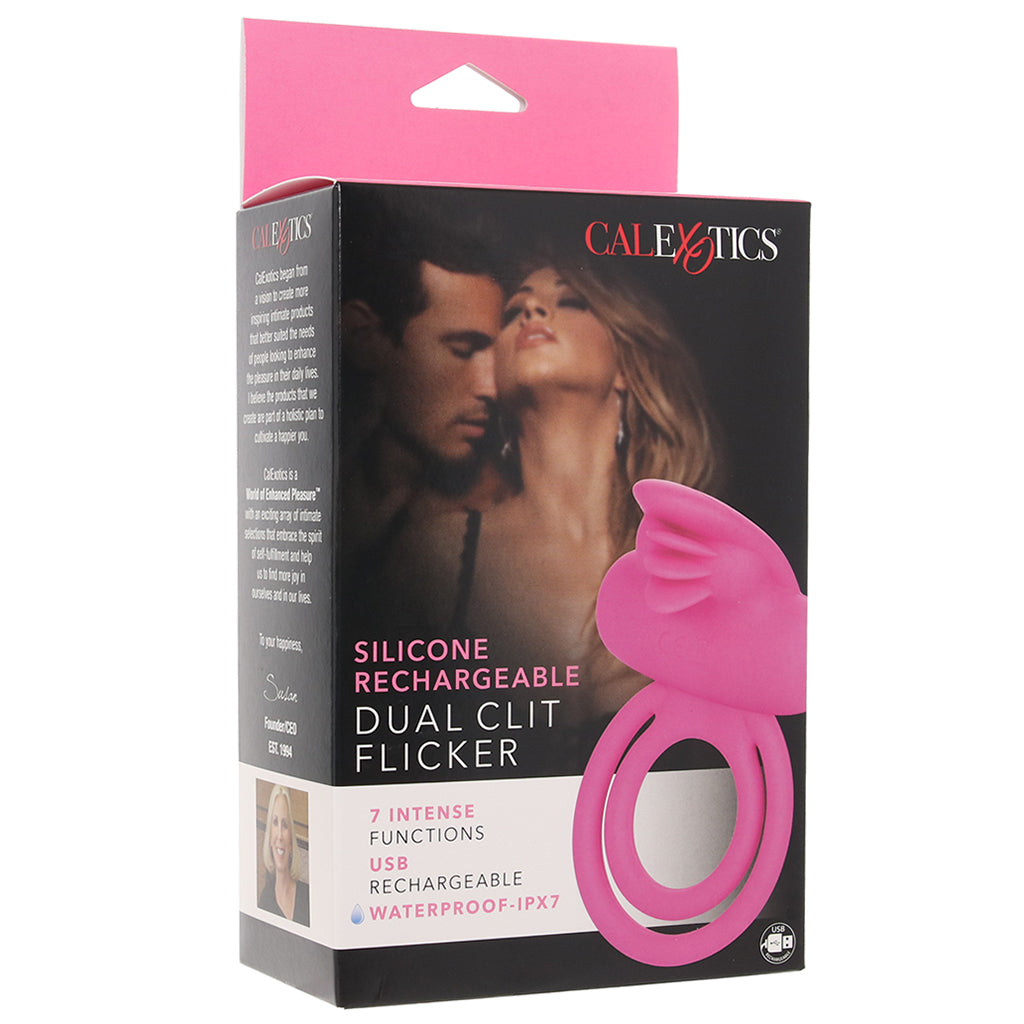 Dual Clit Flicker Vibrating Cock Ring in Pink Cock Rings