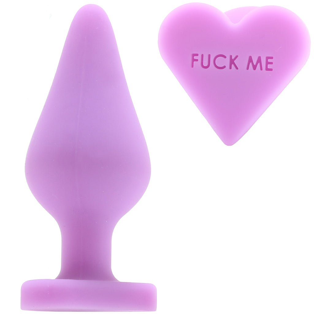 Candy Hearts F**k Me Medium Butt Plug in Purple Anal Sex Toys > Butt Plugs