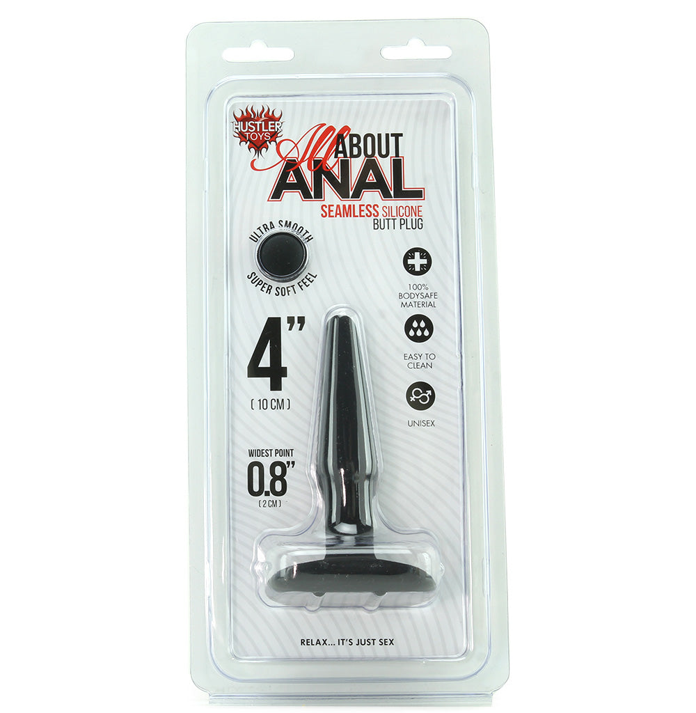 All About Anal Seamless Silicone 4 Inch Butt Plug in Black Anal Sex Toys > Butt Plugs