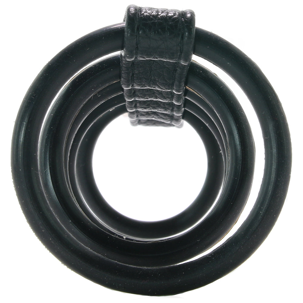 Blue Line 5 Ring Rubber Gates of Hell Cock Cage with Lead Bondage and Fetish > Tools & Accessories