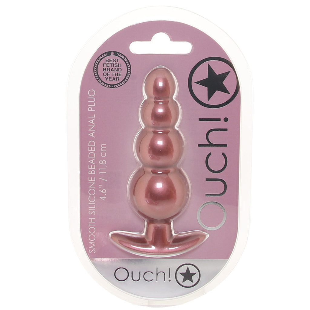 Ouch! Smooth Silicone Beaded Butt Plug in Rose Gold Anal Sex Toys > Butt Plugs