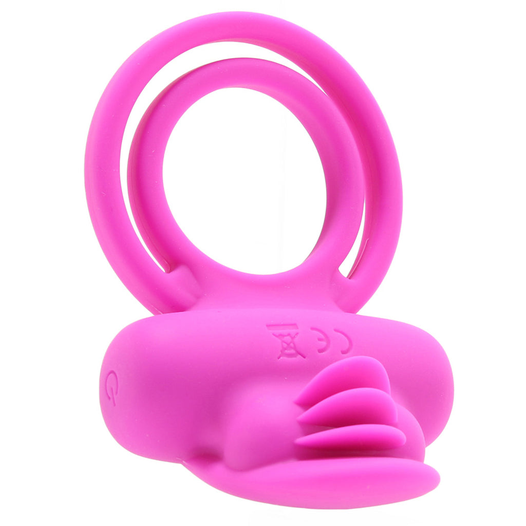 Dual Clit Flicker Vibrating Cock Ring in Pink Cock Rings