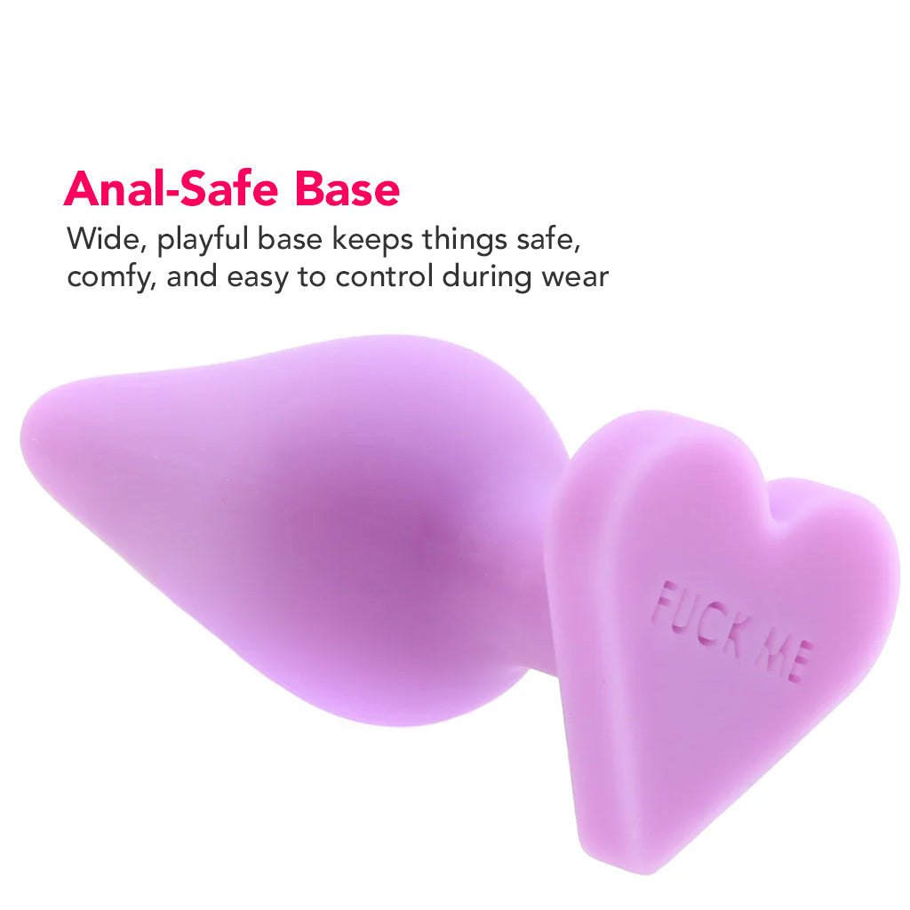 Candy Hearts F**k Me Medium Butt Plug in Purple Anal Sex Toys > Butt Plugs