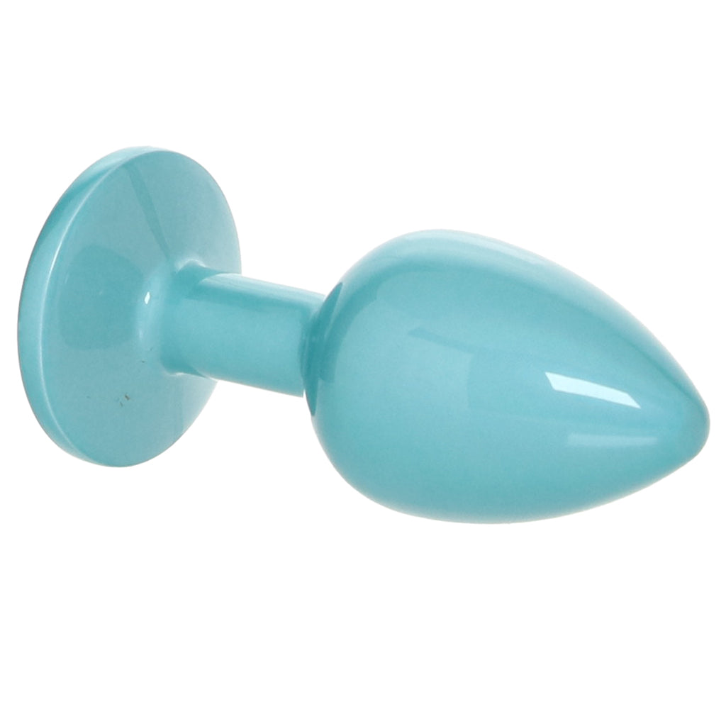 Rear Assets Small Metal Butt Plug in Teal Anal Sex Toys > Butt Plugs